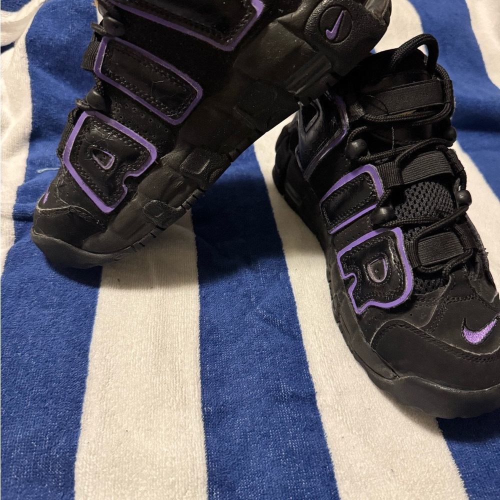 Nike Black and Purple Uptempo Sneakers